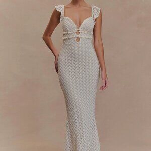 Ezra Lace Maxi Dress - Ivory (MESHKI)